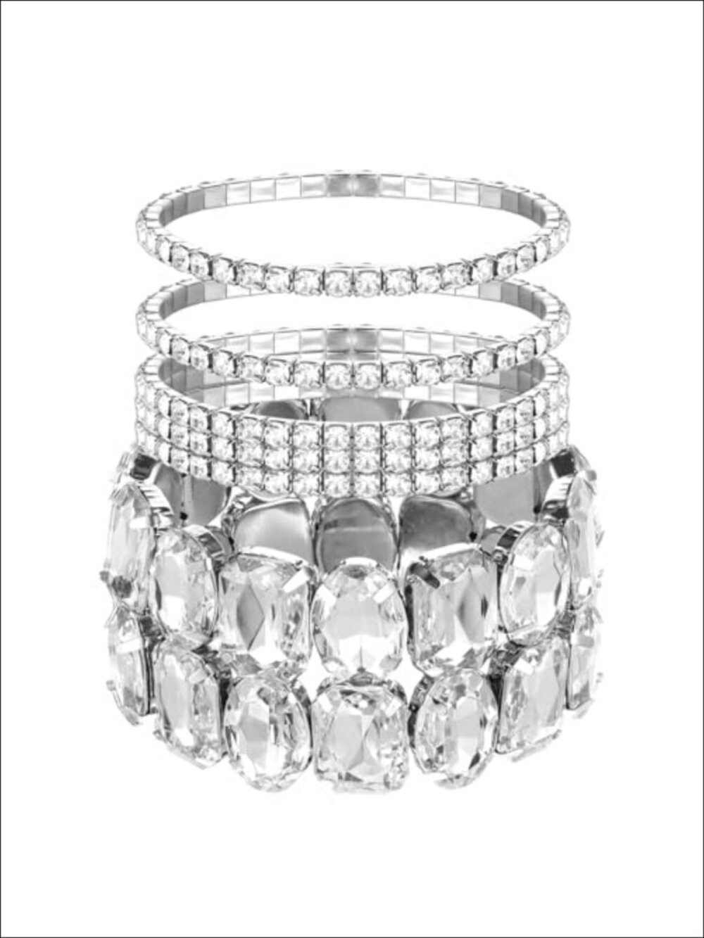 Rhinestone Crystal Stretch Bracelets Stackable Set for Women Weddings
